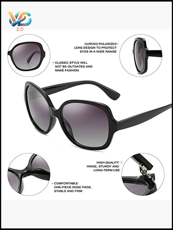 Oversized Square Polarized Sunglasses Retro UV Protection Unisex main image 7